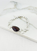 Envy Silver Stretch Bracelet with Grey Semi-Precious Stone