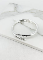 Envy Silver Hinged Bangle with Crystal Detail
