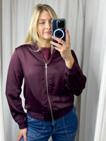 Sasha Satin Bomber Jacket Bordo