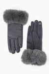 Dark Grey Faux Fur Trim Gloves