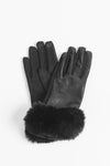 Black Faux Fur Trim Gloves