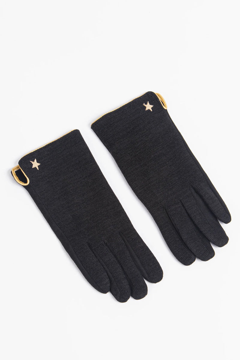 Black Gold Star Trim Gloves
