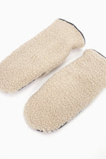 Cream Borg Fleece Mittens