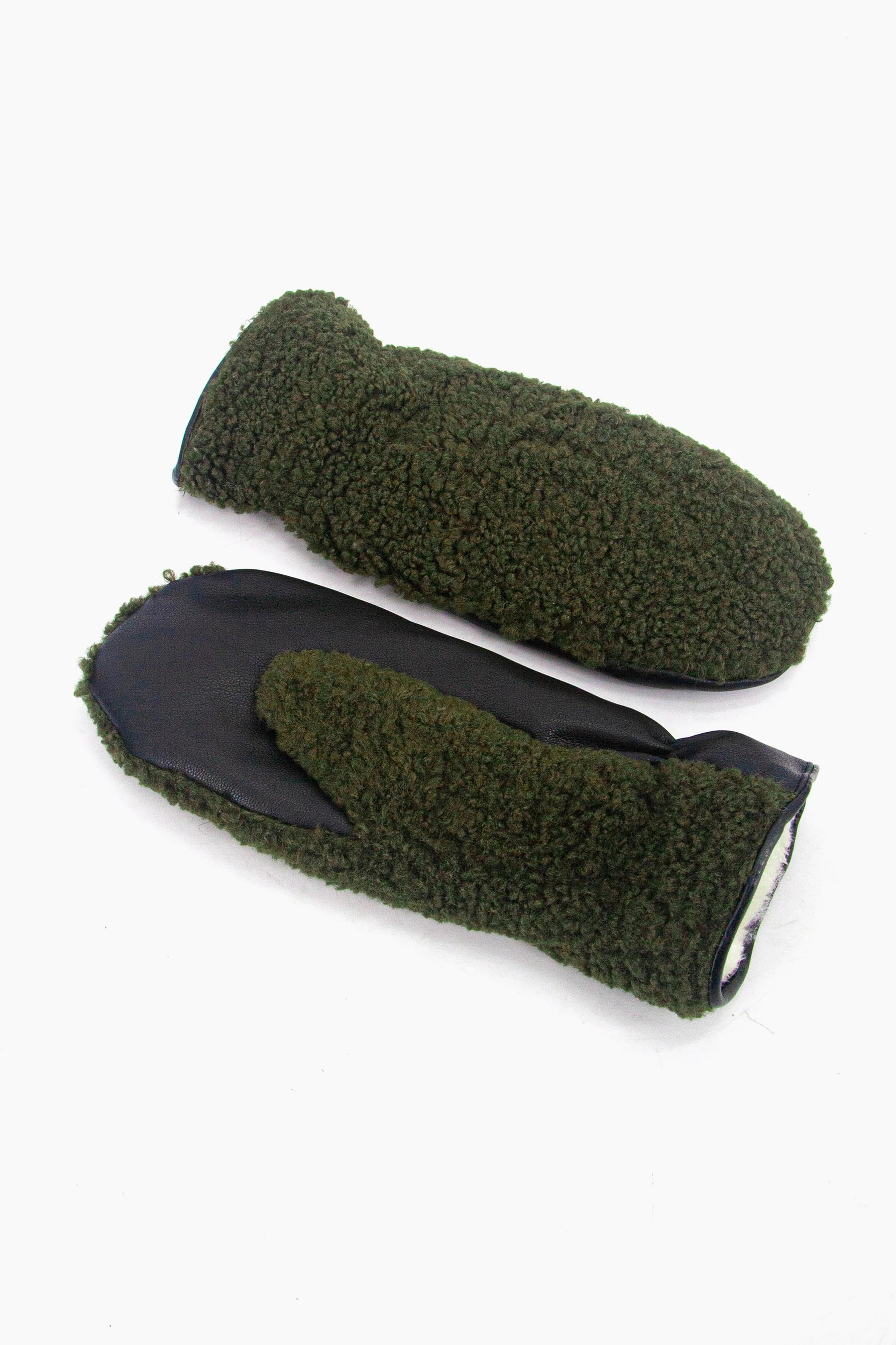 Khaki Borg Fleece Mittens