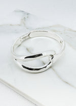 Silver double looped hinged bangle