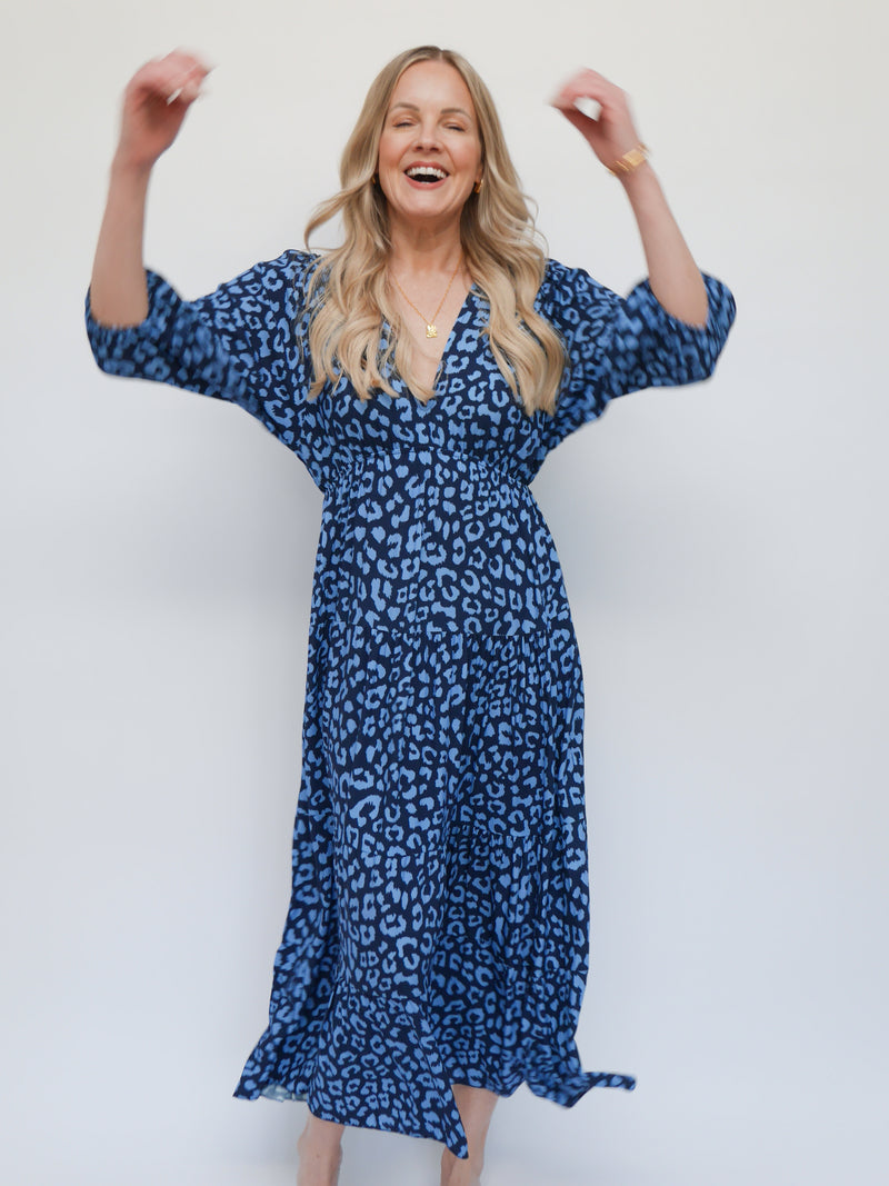Naomi Dress Navy & French Blue