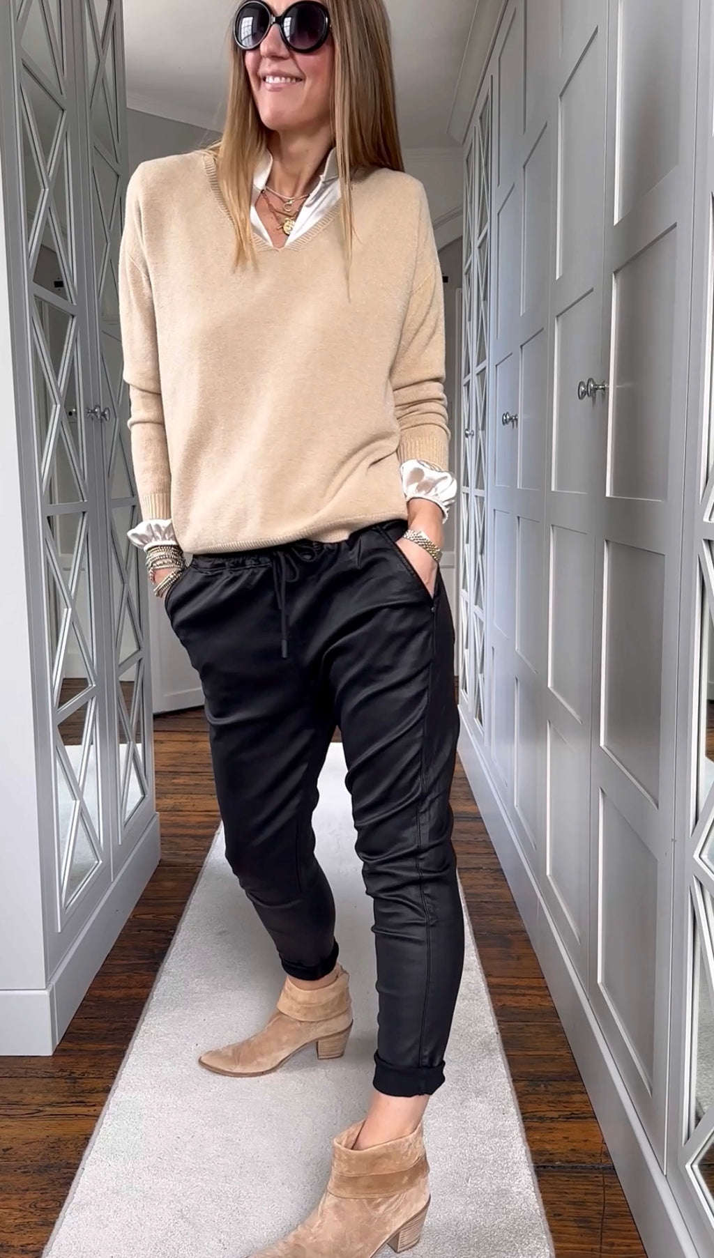 Melly & Co Black Coated Joggers