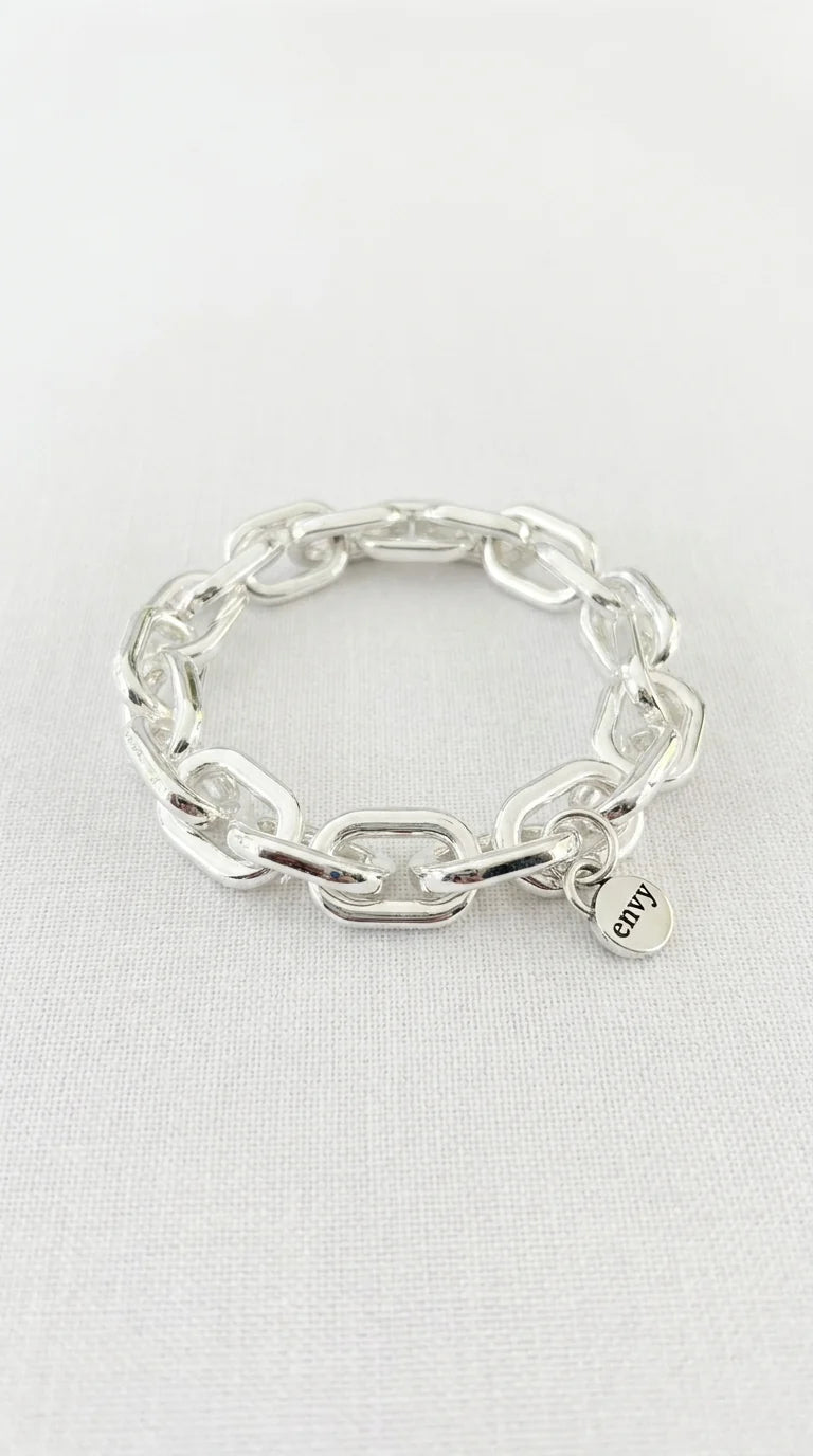 Silver elasticated link bracelet