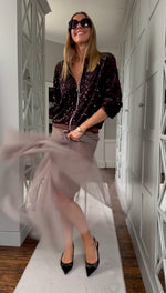 Stella Sequin Bomber Jacket Chocolate