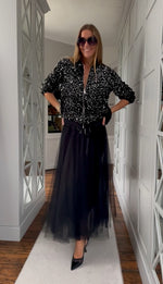 Stella Sequin Bomber Jacket Black & Silver