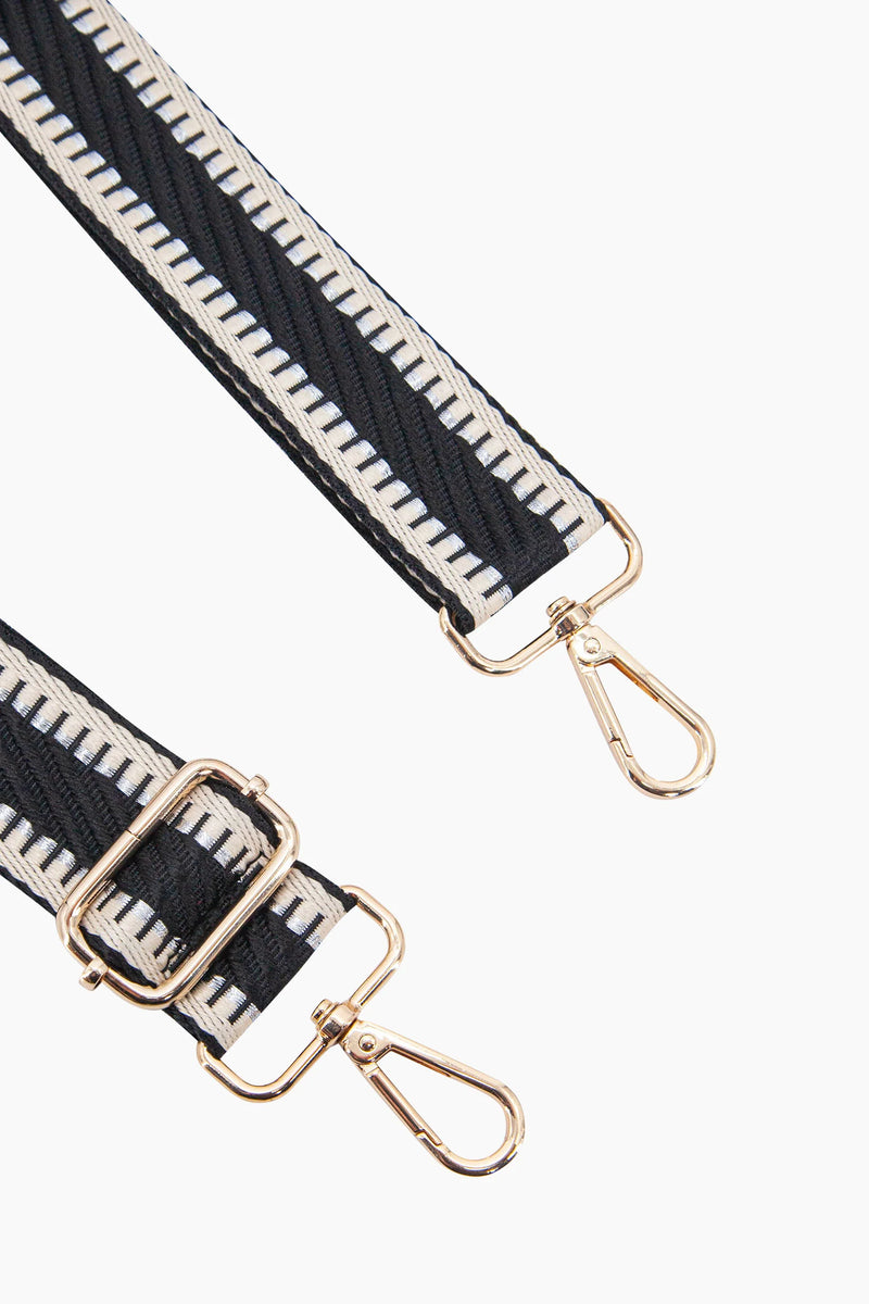 Black Striped Trim Woven Bag Strap