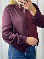 Sasha Satin Bomber Jacket Bordo