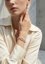 Silver flat chain T-bar bracelet with link design