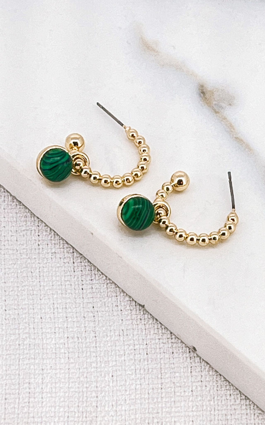 Envy Gold & Green Beaded Teardrop Earrings