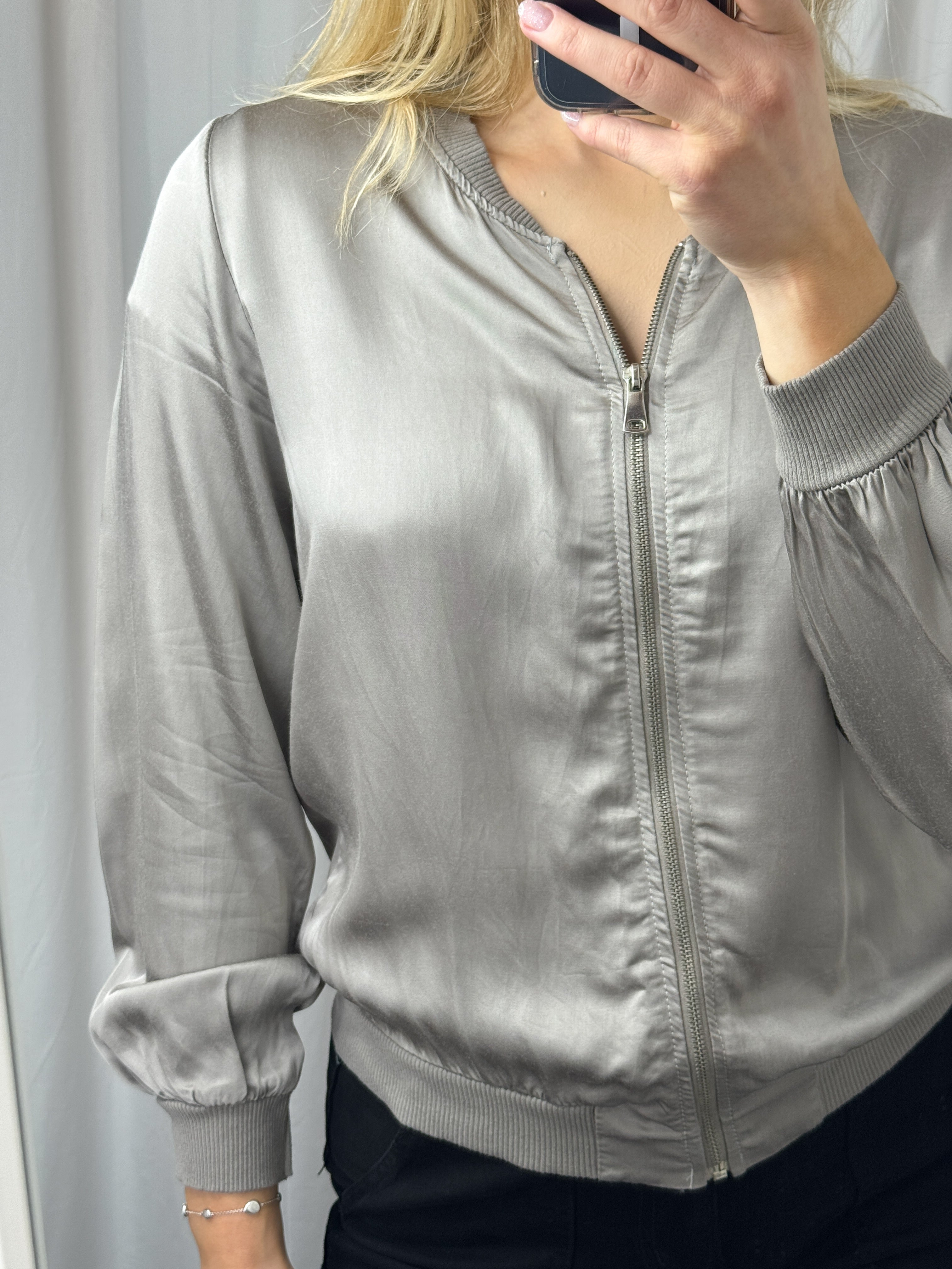 Sasha Satin Bomber Jacket Mink