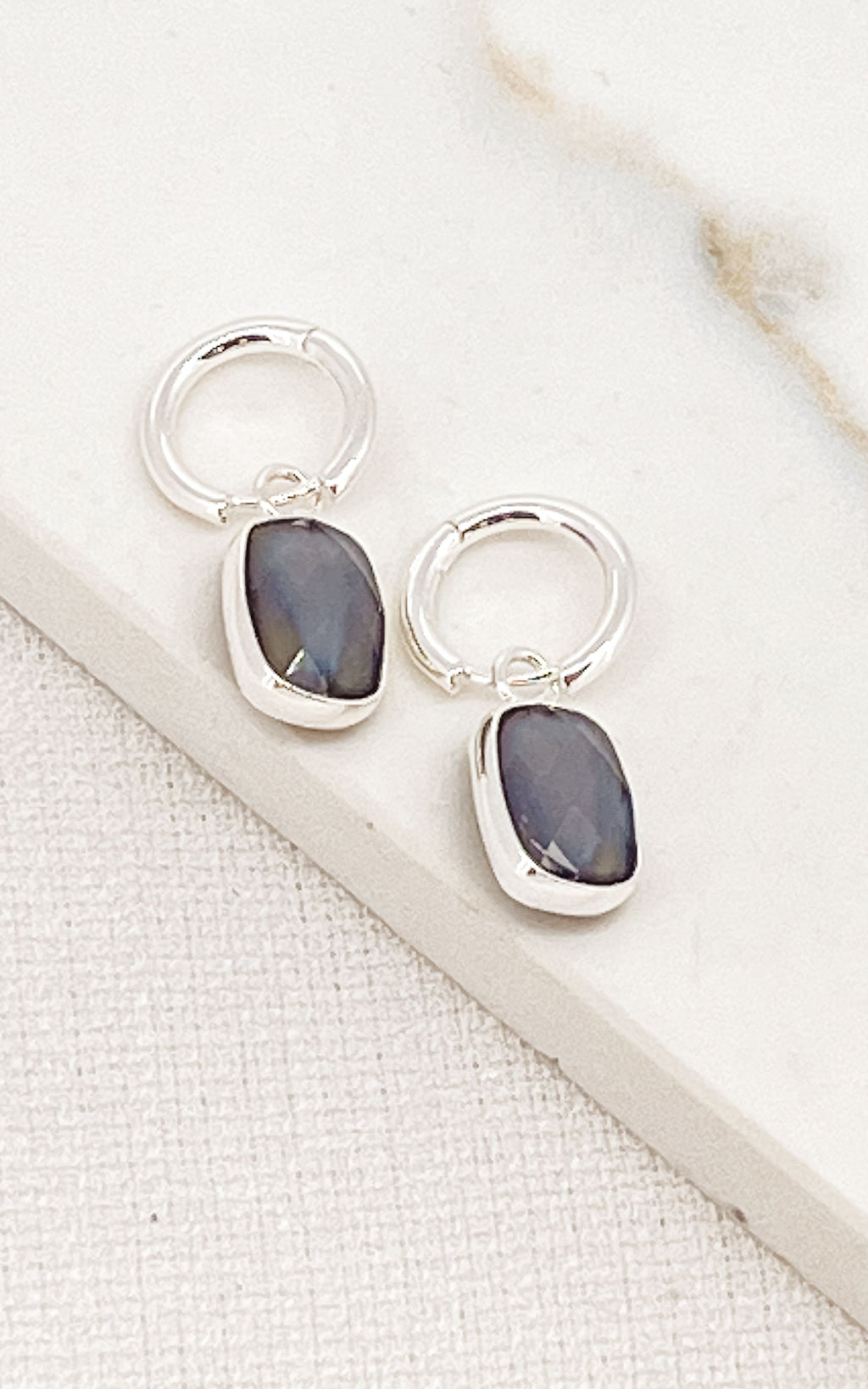 Envy Silver & Grey Hoop Earrings