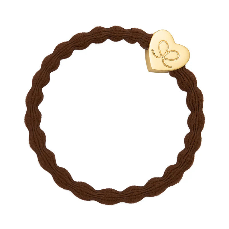 Gold Heart Hazel Brown Charm Hair Band