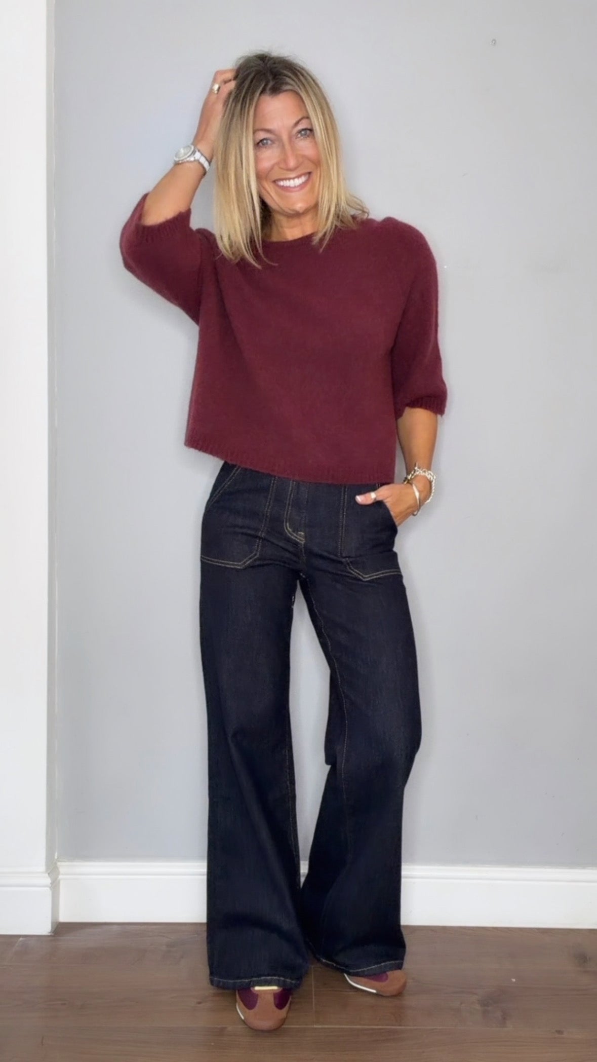 Hattie Alpaca Knit Bordo