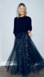 Sequin Tulle Skirt Black