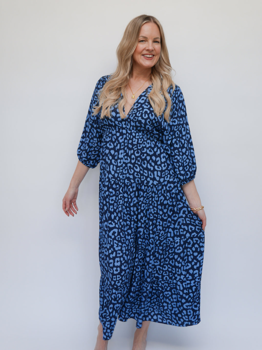 Naomi Dress Navy & French Blue