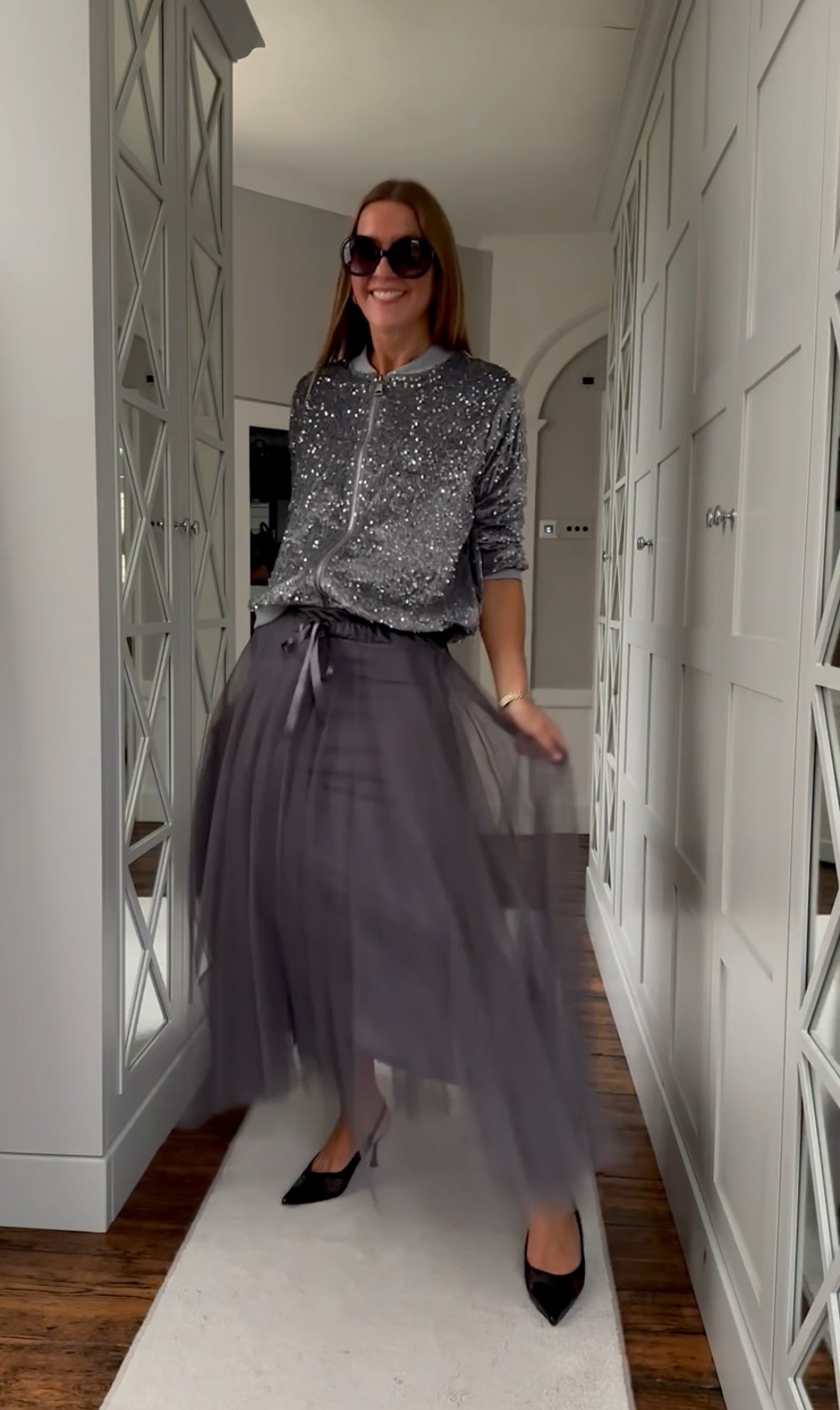 Stella Sequin Bomber Jacket Grey