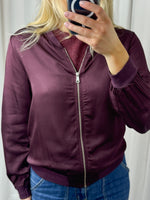 Sasha Satin Bomber Jacket Bordo