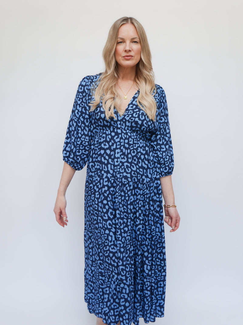 Naomi Dress Navy & French Blue