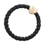 Gold Heart Black Woven Charm Hair Band