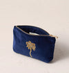 Elizabeth Scarlett Gold Palm Navy Velvet Mini Pouch
