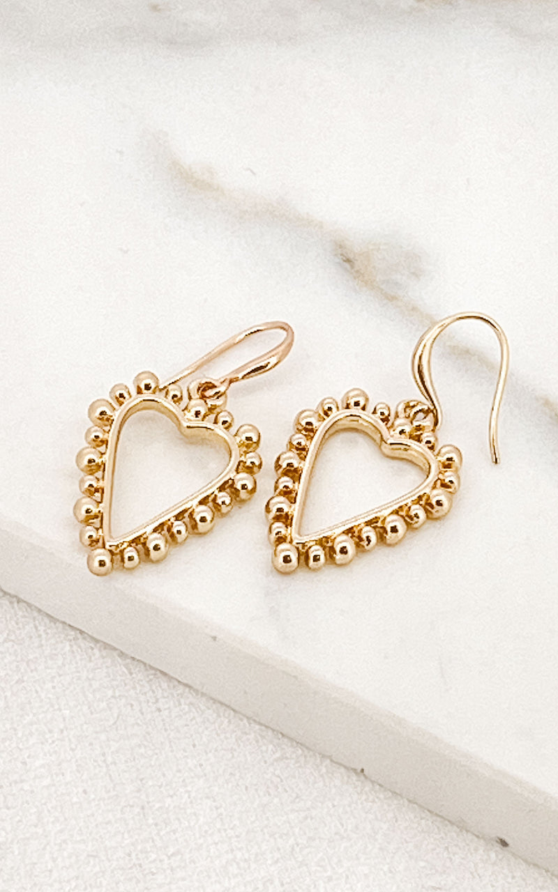Envy Gold Heart & Bead Earrings