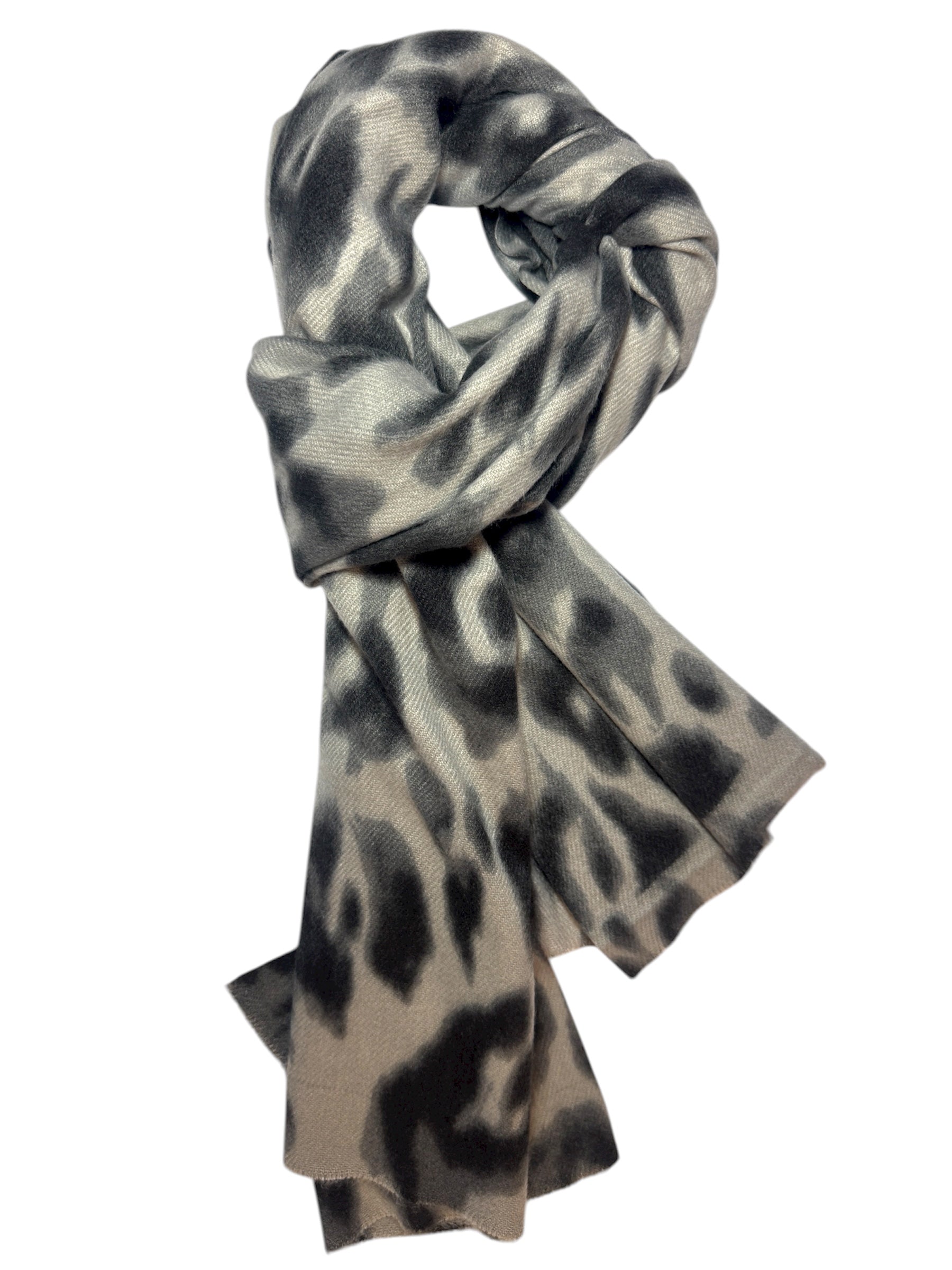 Grey Animal Print Blanket Scarf