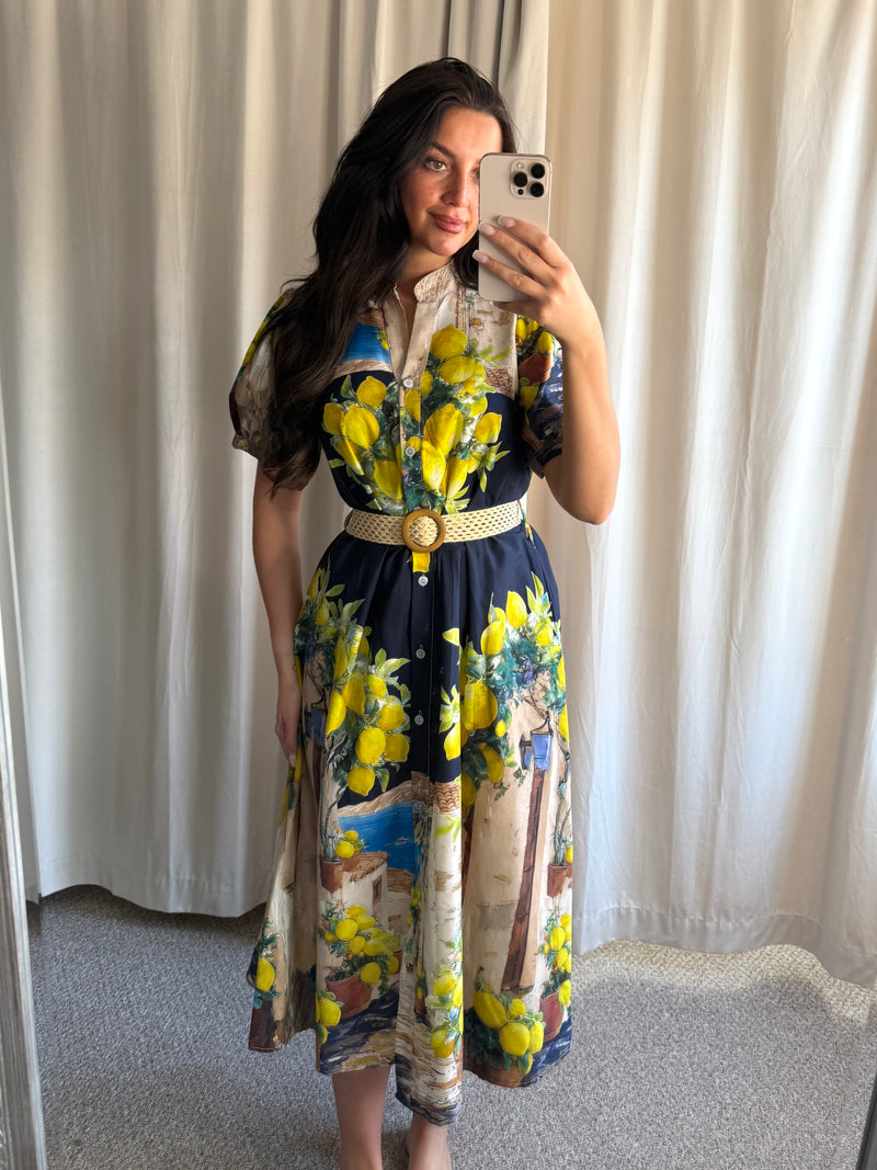 Capri Lemon Dress Navy