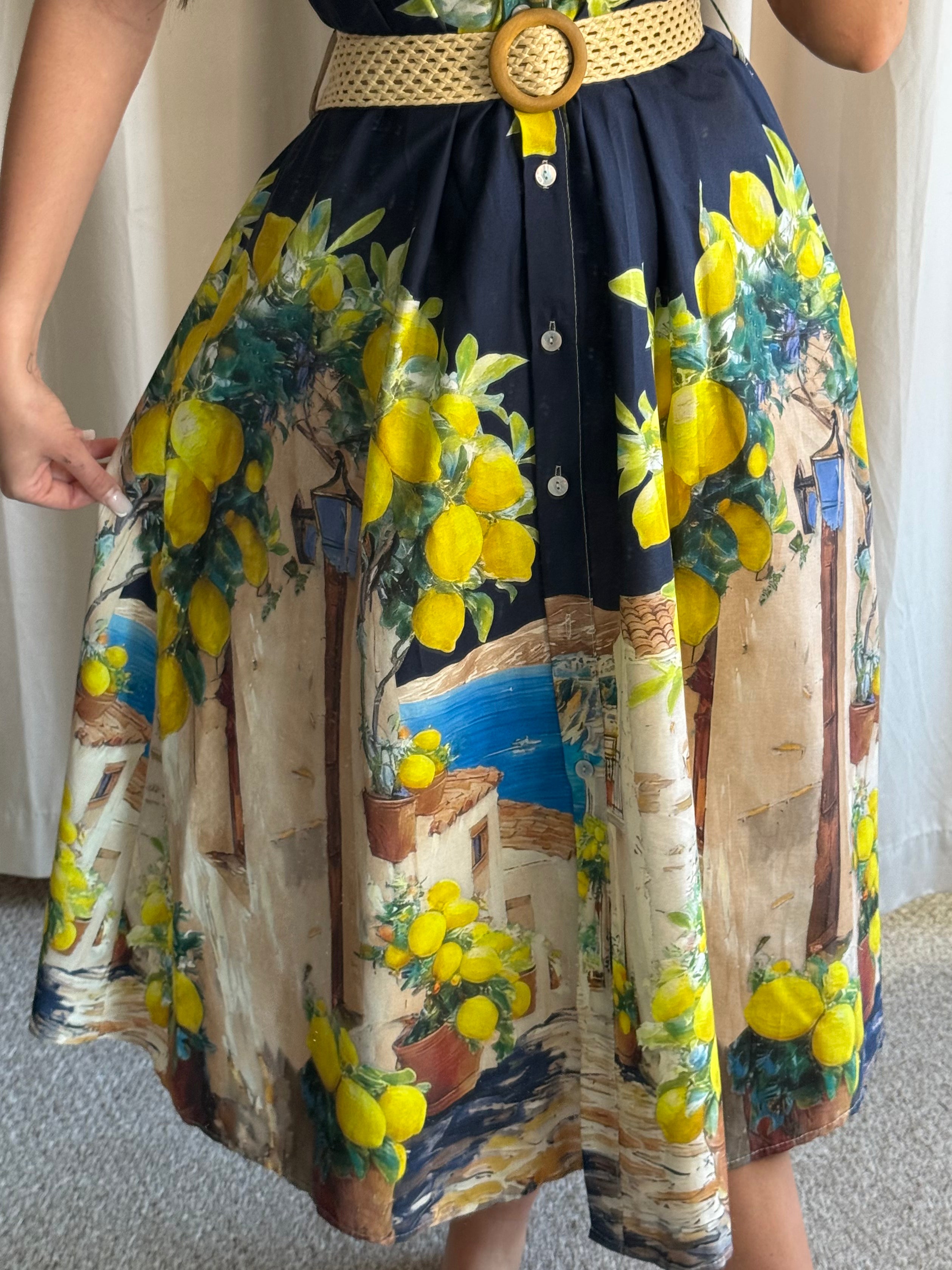 Capri Lemon Dress Navy