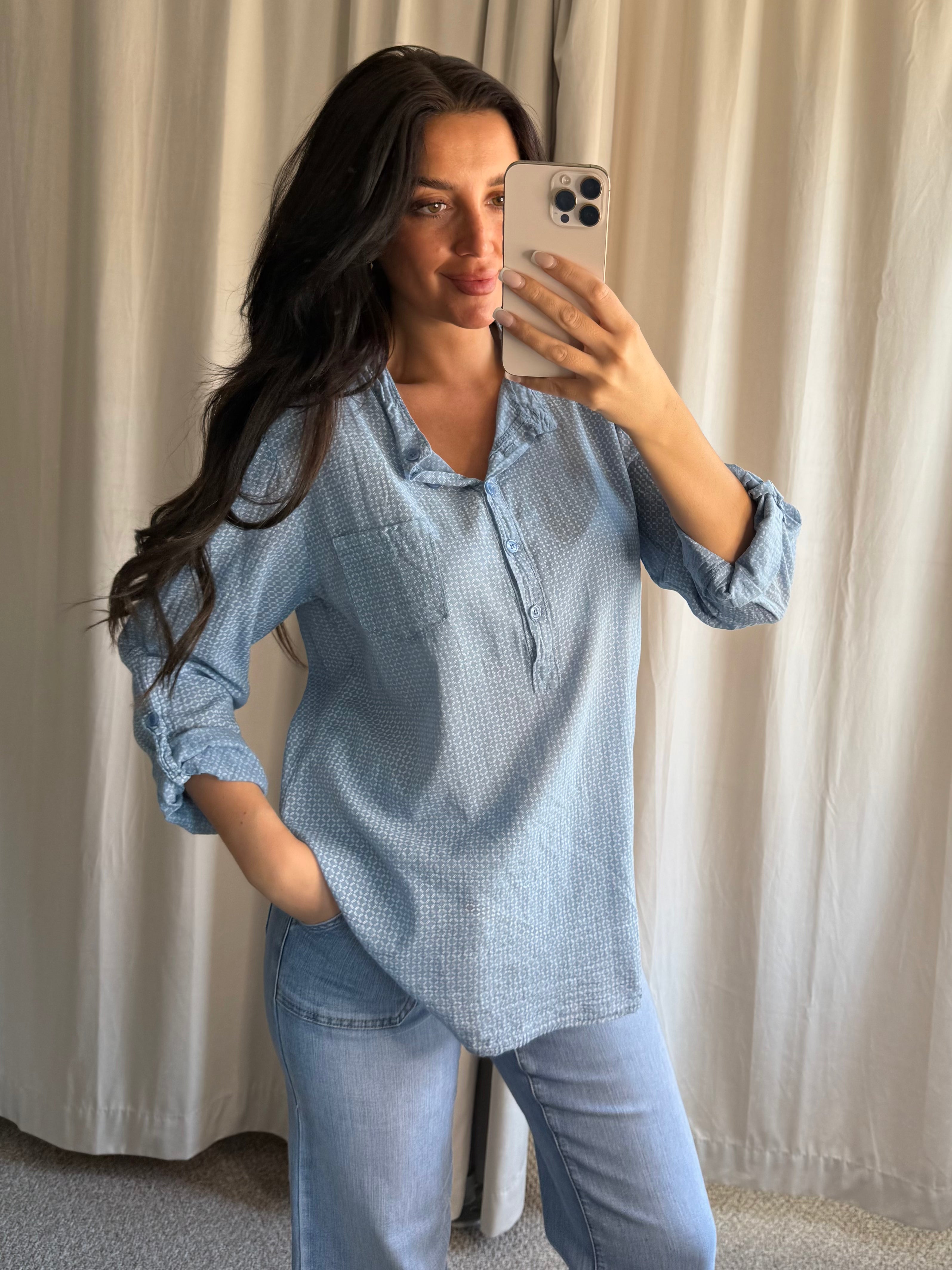 Ella Blouse Denim Blue