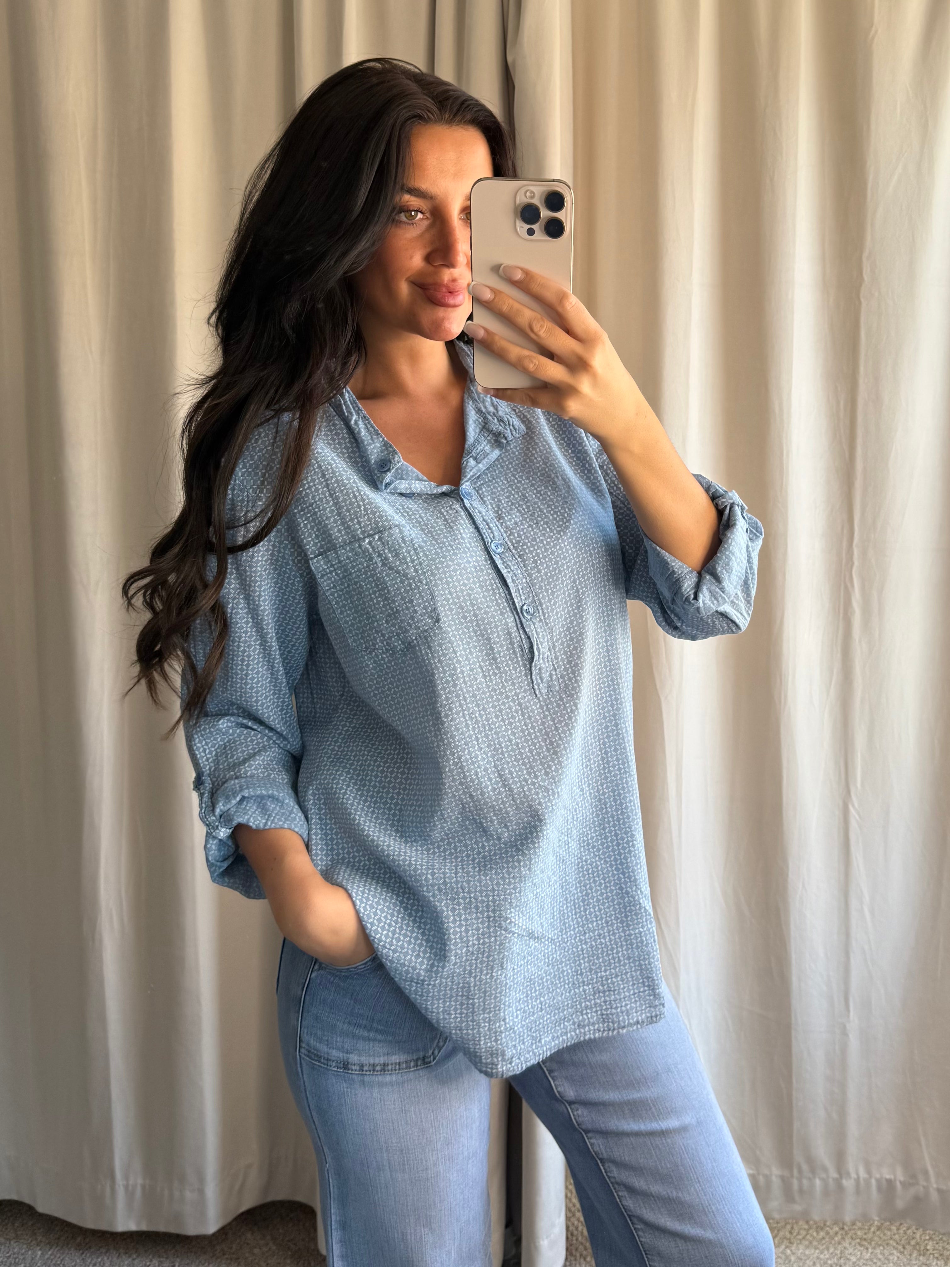 Ella Blouse Denim Blue