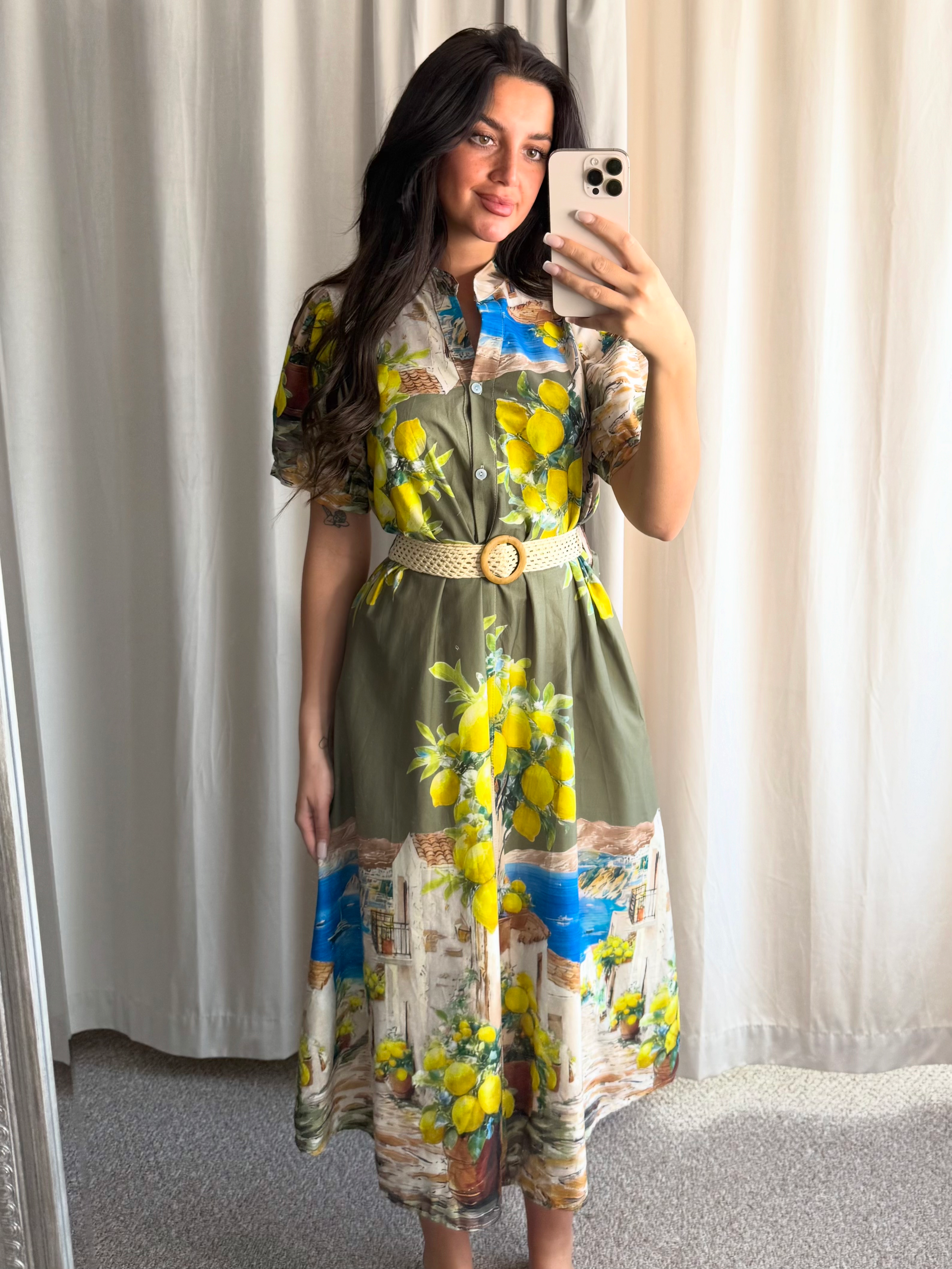 Capri Lemon Dress Khaki