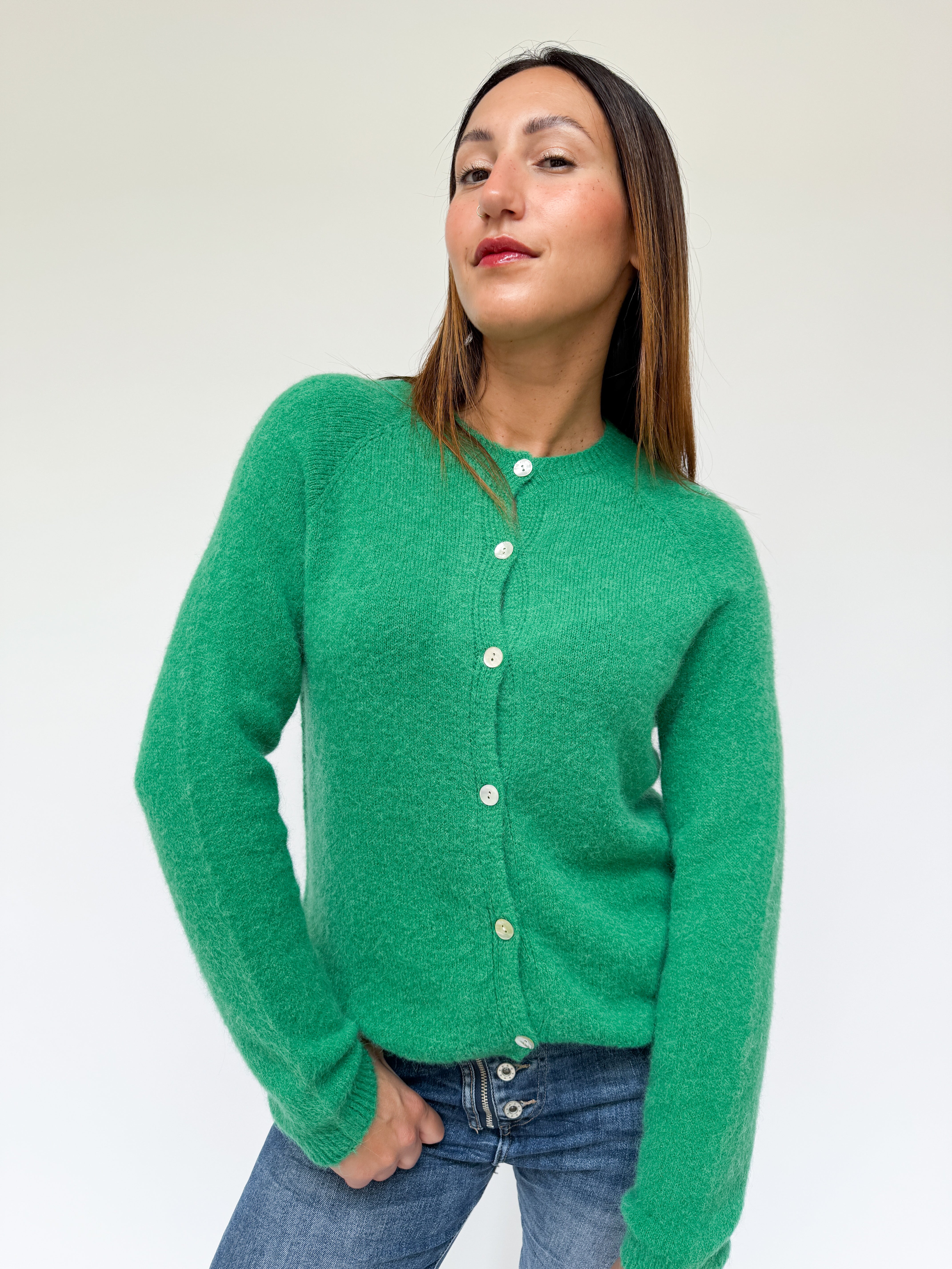 Beth Alpaca Cardigan Emerald