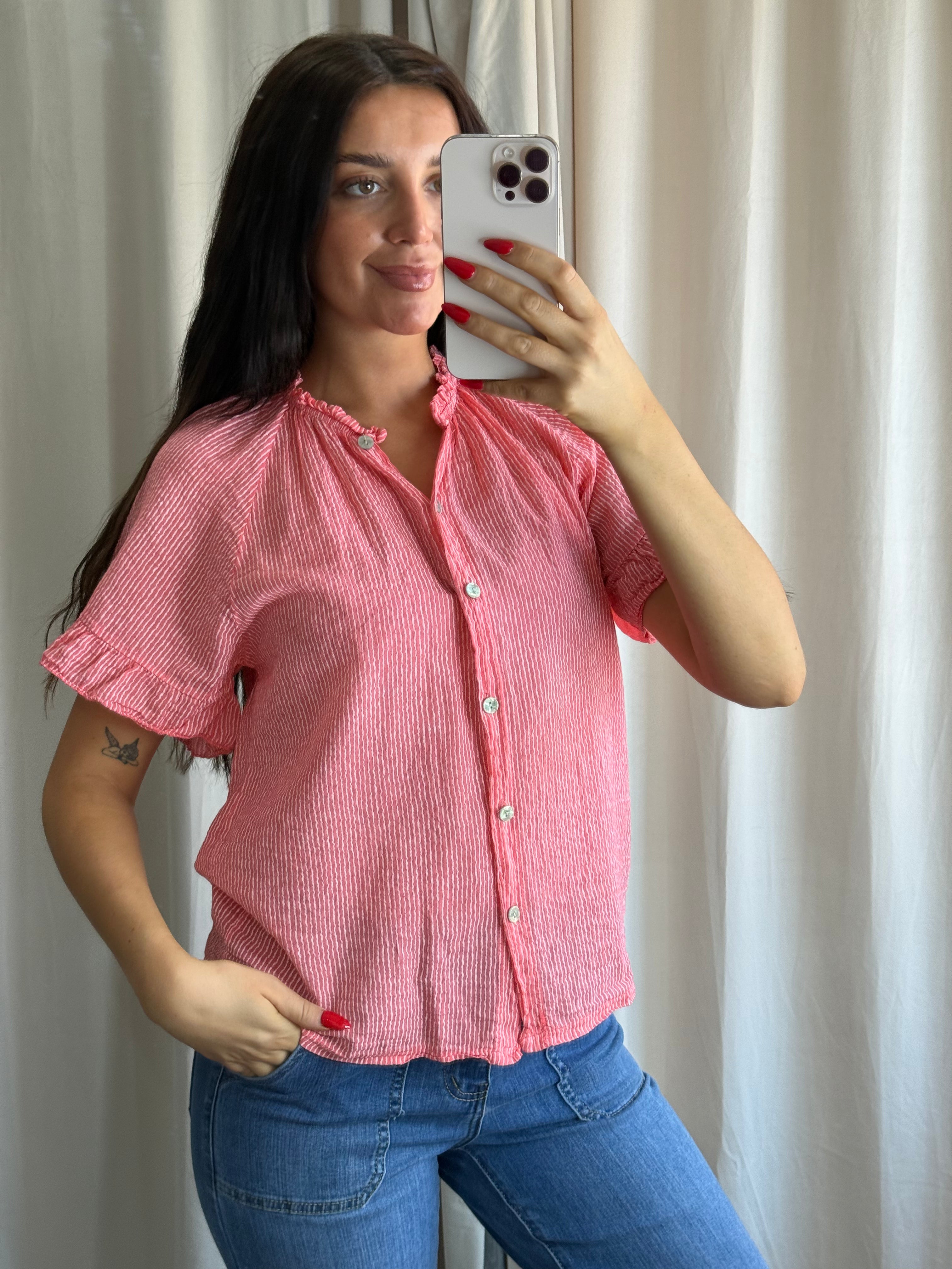 Coco Blouse Coral Stripe