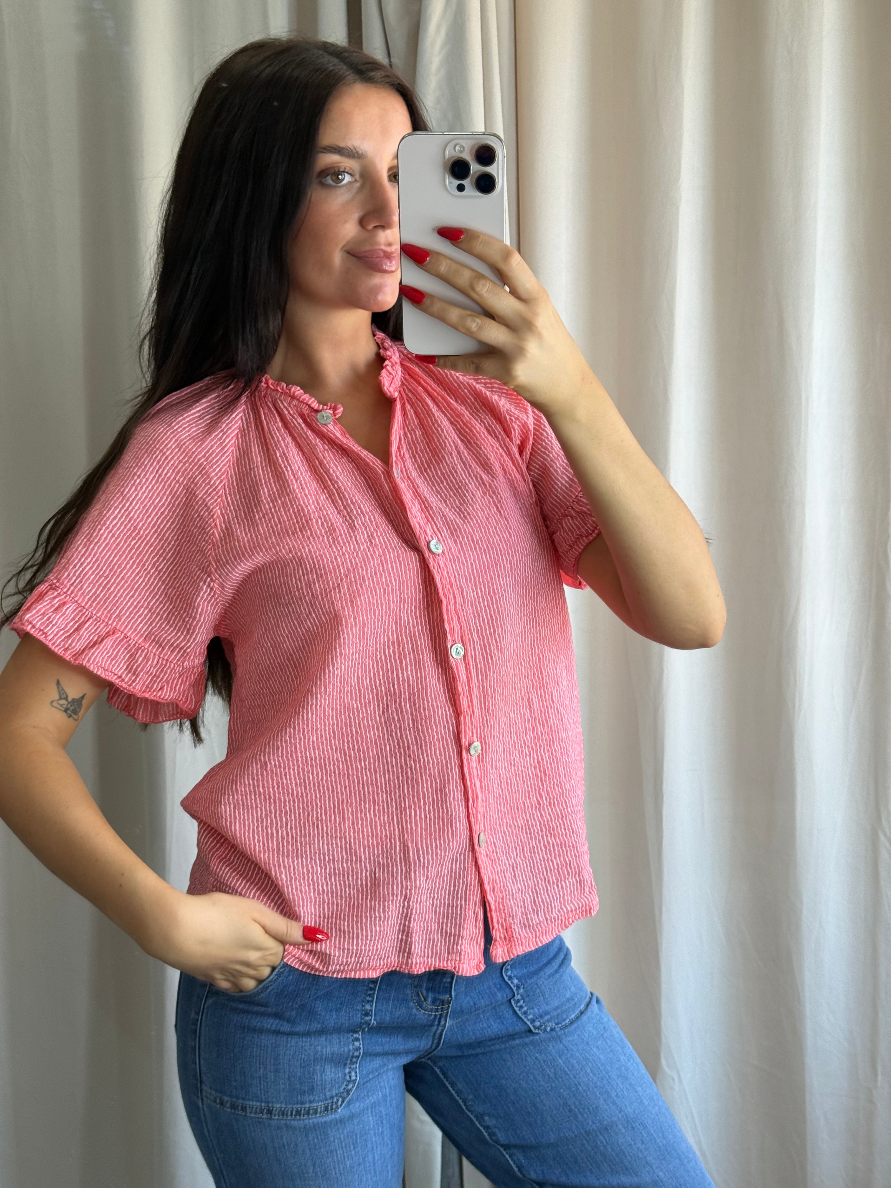 Coco Blouse Coral Stripe