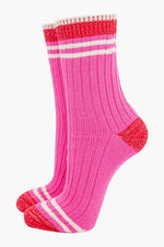 Pink Varsity Stripe Socks
