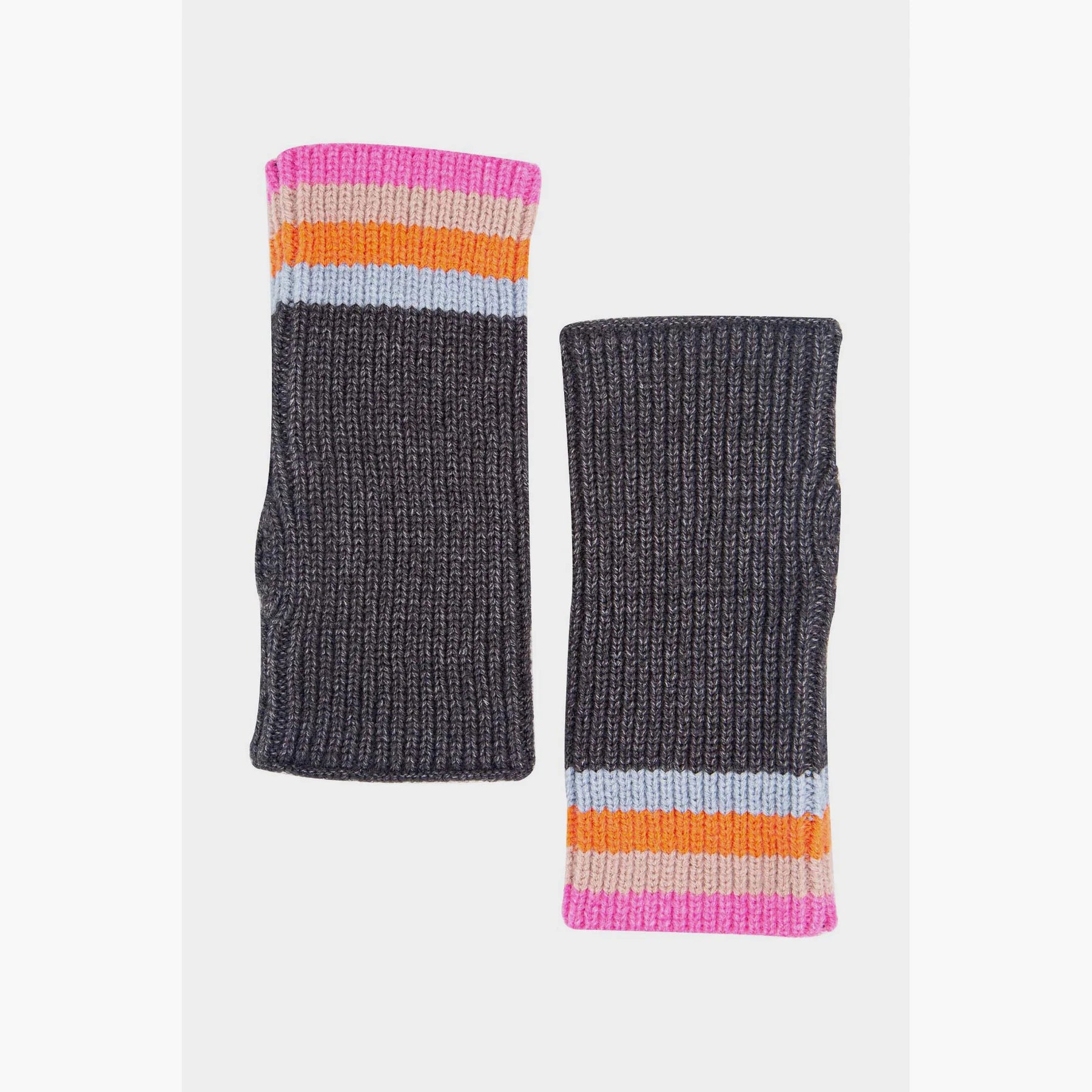 Dark Grey Rainbow Stripe Wrist Warmers
