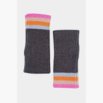 Dark Grey Rainbow Stripe Wrist Warmers
