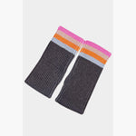 Dark Grey Rainbow Stripe Wrist Warmers