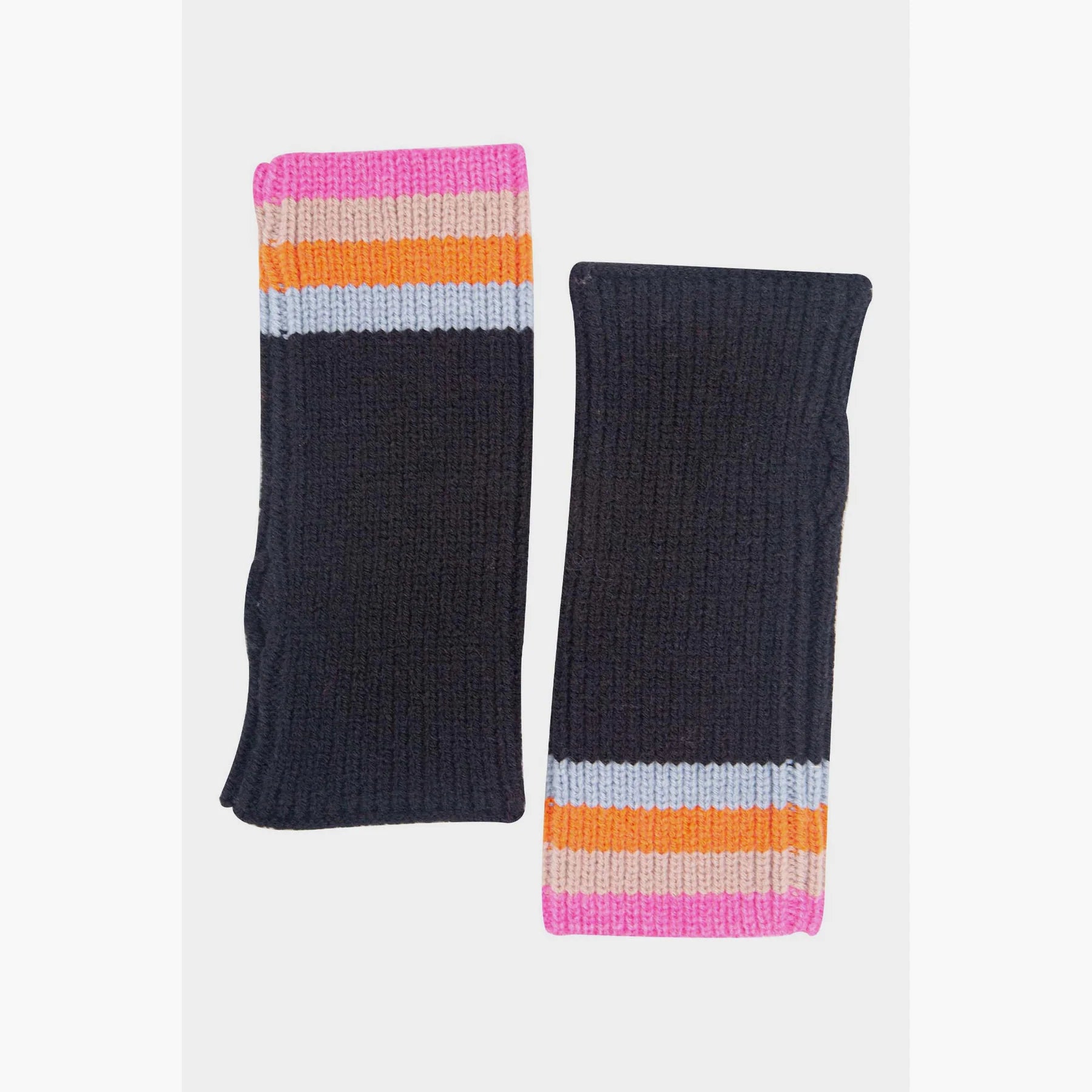 Black Rainbow Stripe Wrist Warmers