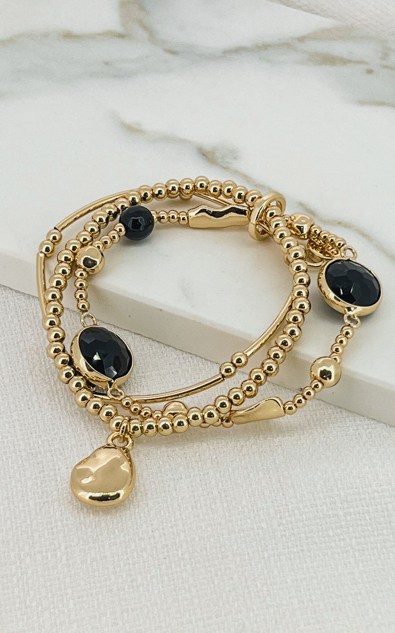 Envy Gold & Black Triple Layered Bracelet