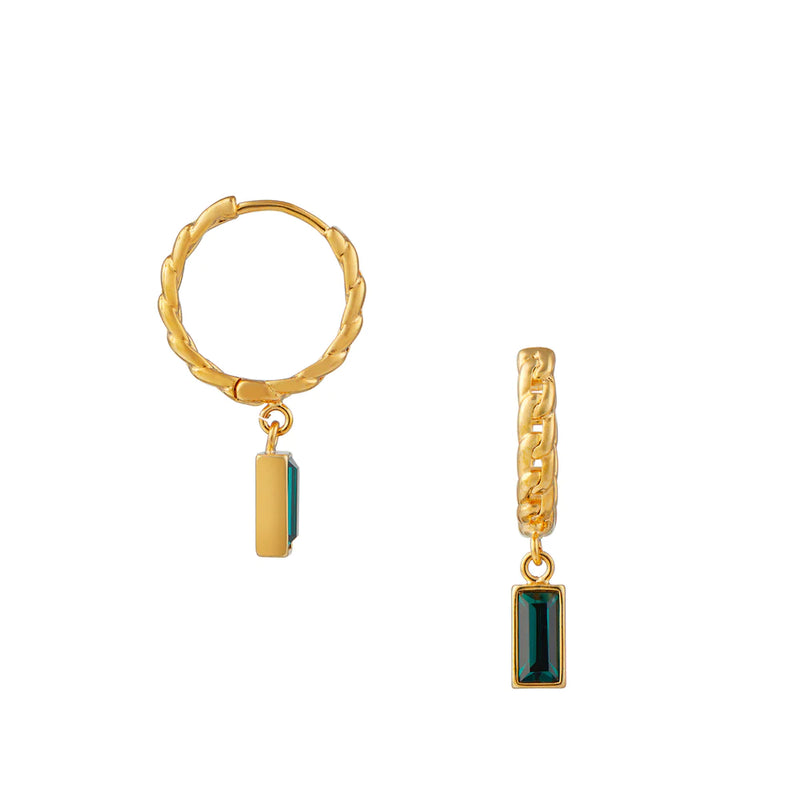 Orelia Emerald Baguette & Chain Hoop