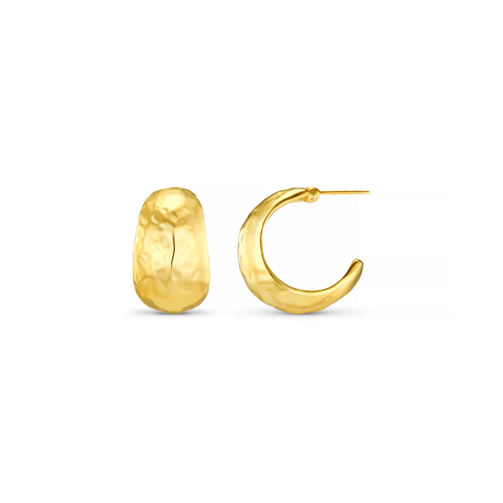 Orelia Hammered Domed Hoops
