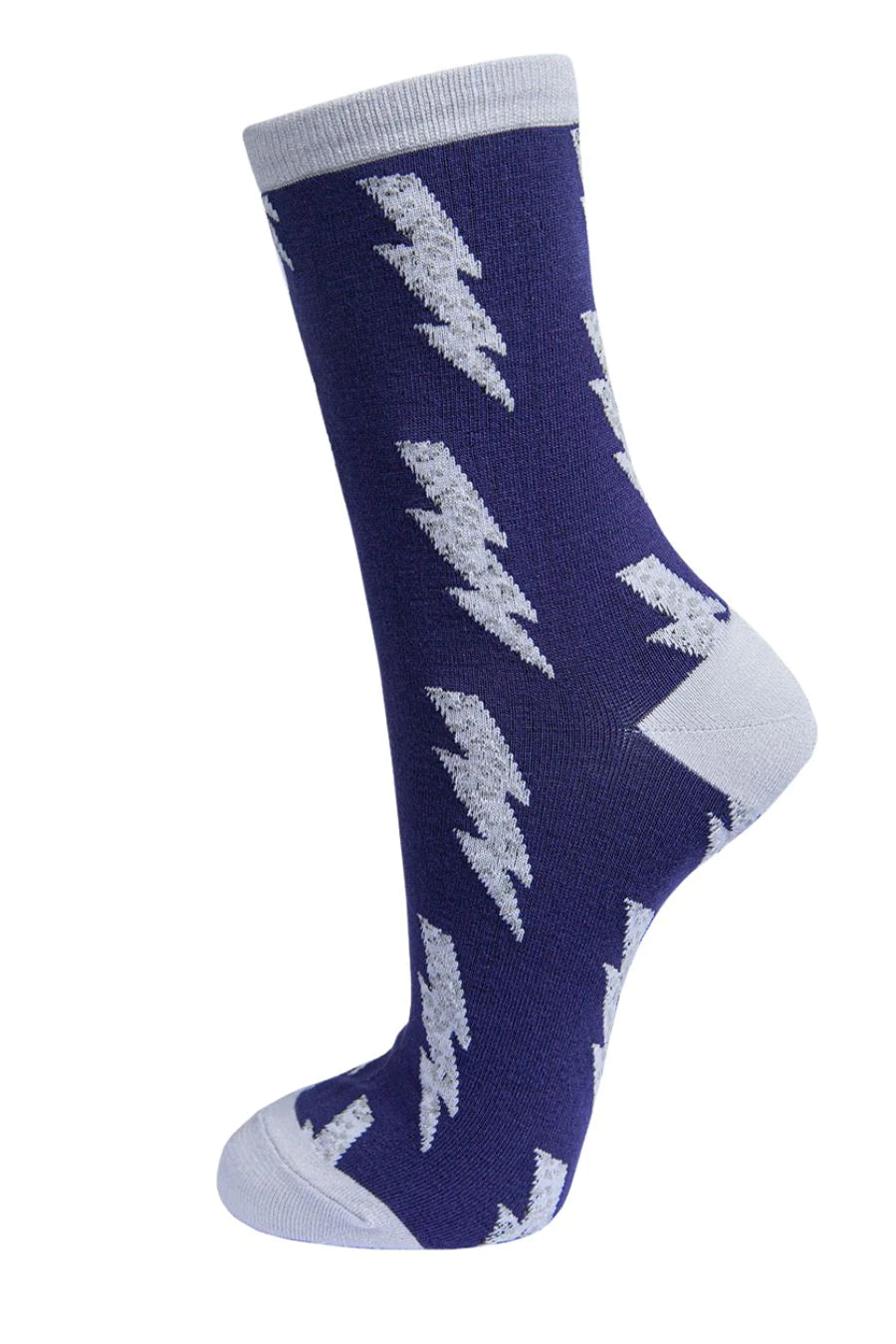 Navy & Grey Lightning Bolt Socks