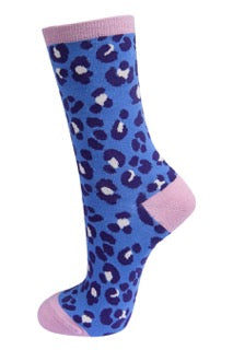 Blue and Pink Leopard Print Socks