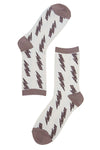 Neutral Leopard Lightning Bolt Socks
